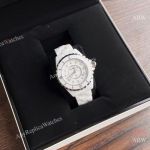 High Quality Replica CHANEL J12 White Stainless Steel Strap White Face Dial White Case Watch 33mm